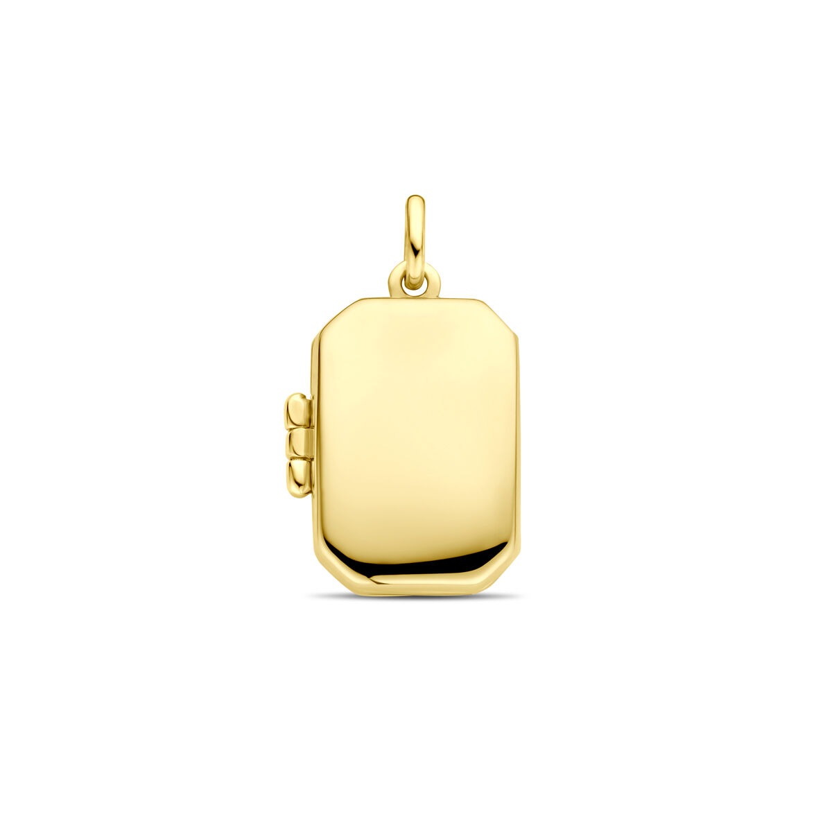 Ovale Medaille aus 14k Gelbgold mit glänzender Oberfläche und seitlichem Verschluss