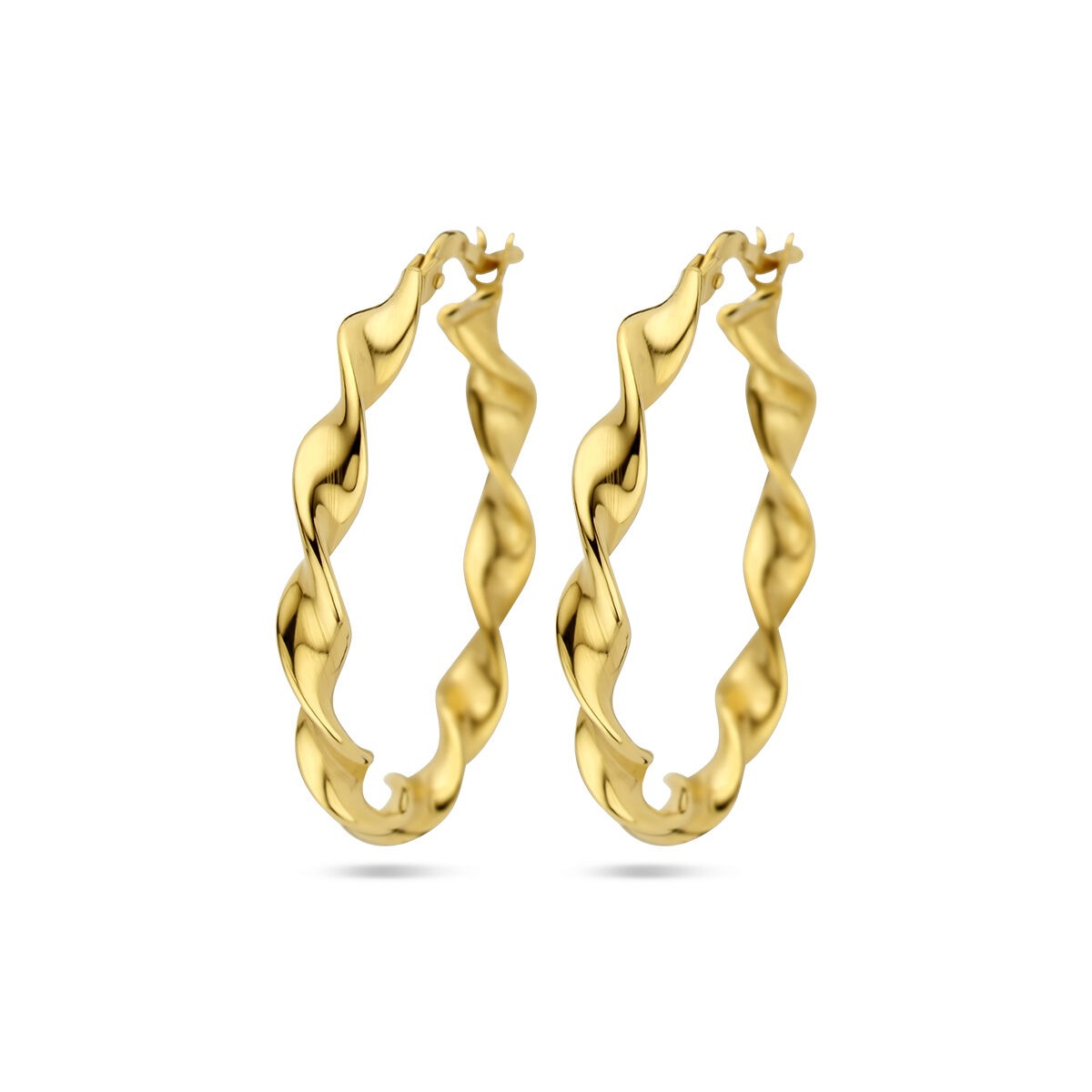 Hoop-Ohringe aus 925er Silber mit gelber Goldbeschichtung und gewelltem Design