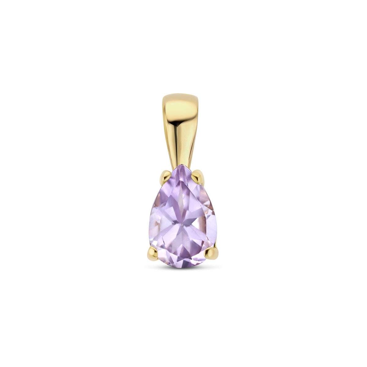 Hänger aus 14-karätigem Gelbgold mit lila Amethyst in Tropfenform