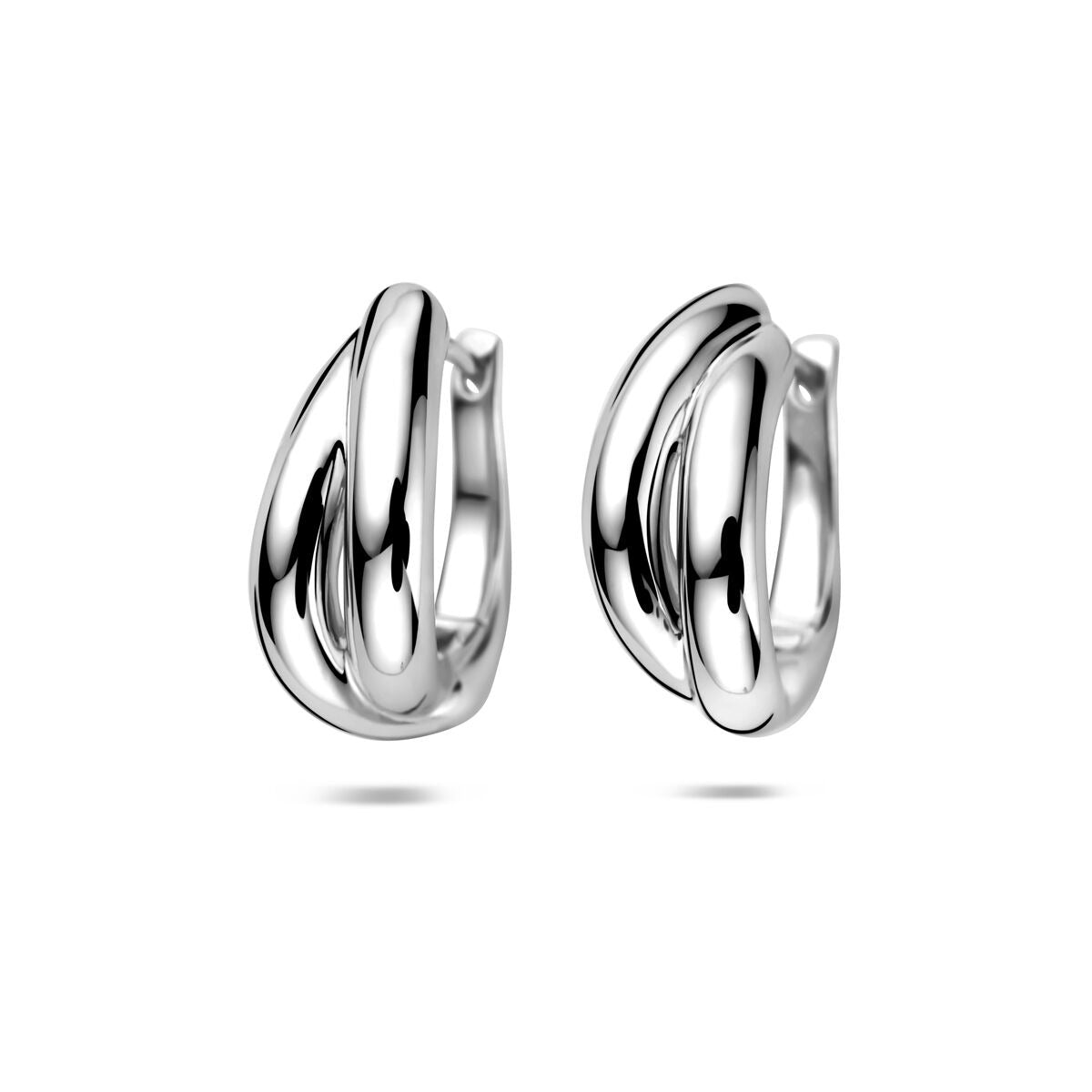 Gerhodinierte Klapp-Ohrringe aus Silber mit geschwungenem Design