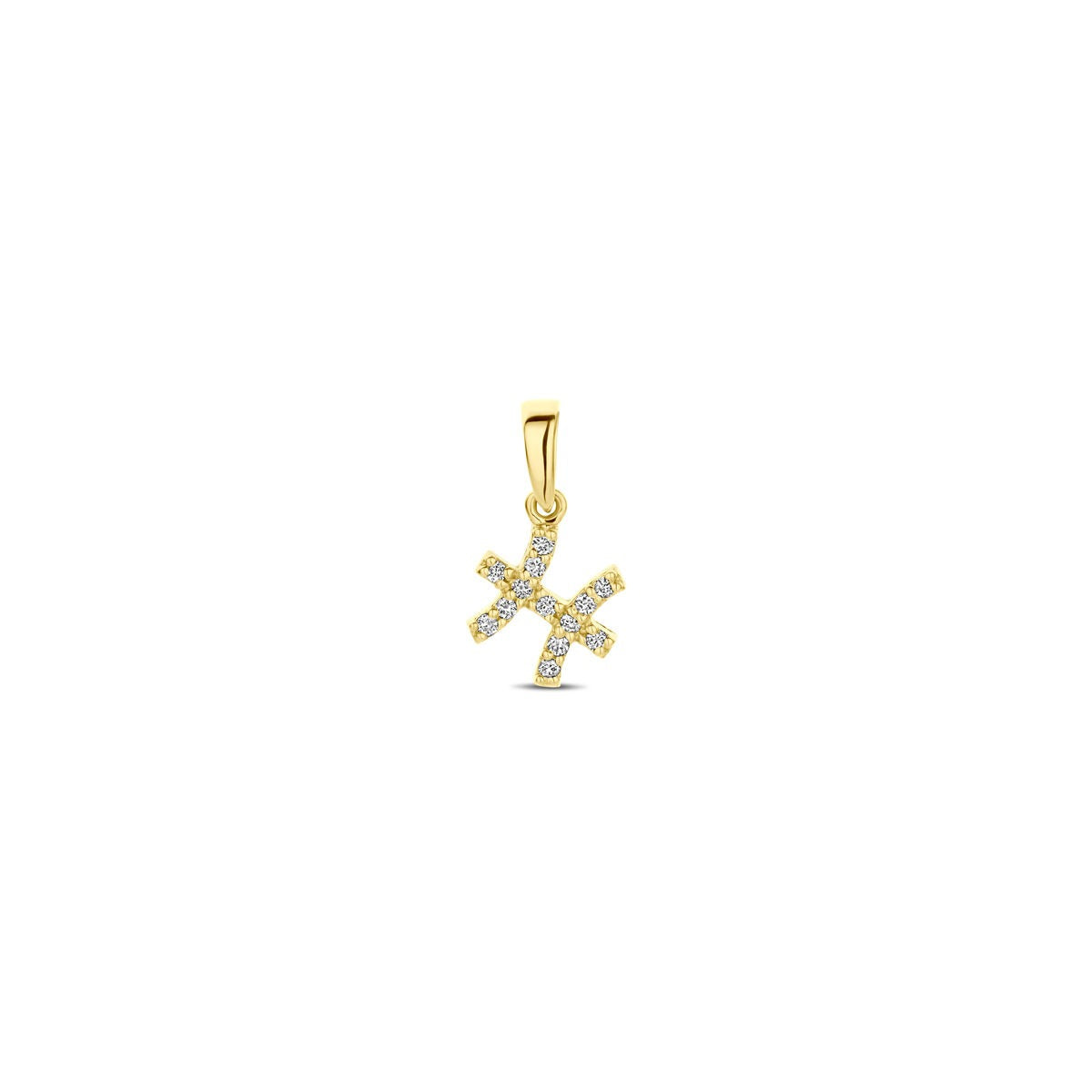 Sternzeichen-Anhänger aus 14k Gelbgold mit Diamanten, funkelndes Design in Form eines Sterns