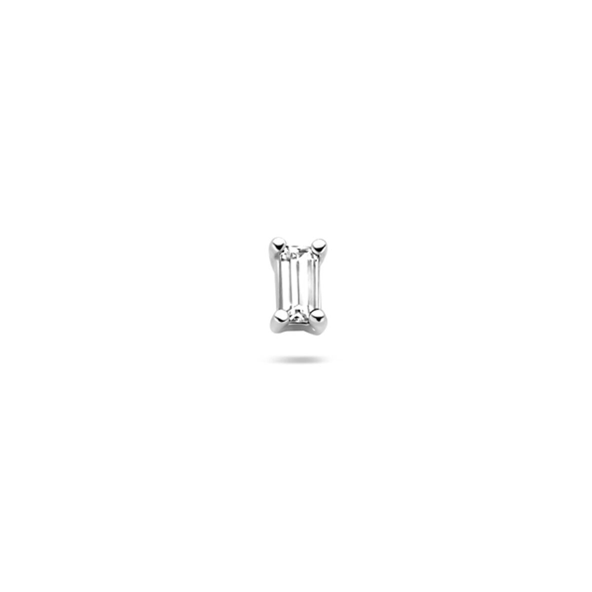 925 rhodinierte Silber Flat Back Piercing mit Zirkonia in schlichter, rechteckiger Form