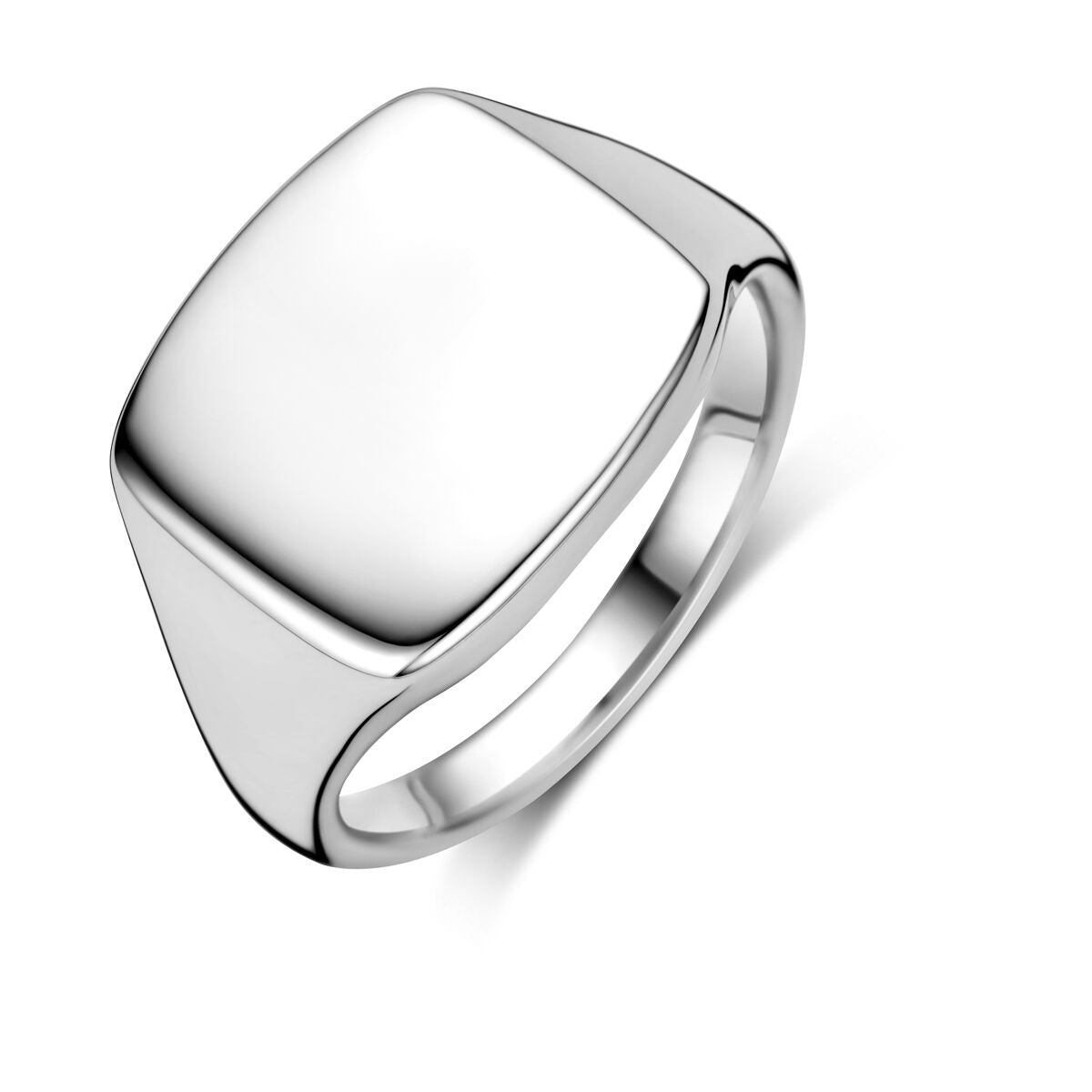 Gravur-Ring aus rhodiniertem 925er Silber mit quadratischem, glattem Design