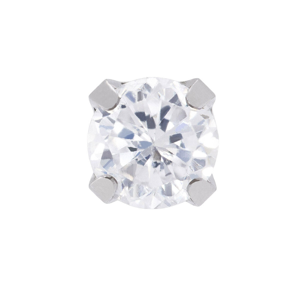 Chirurgische Stahl Schießknöpfe mit 3 mm Zirkonia in runder Form und vier Krappenfassungen