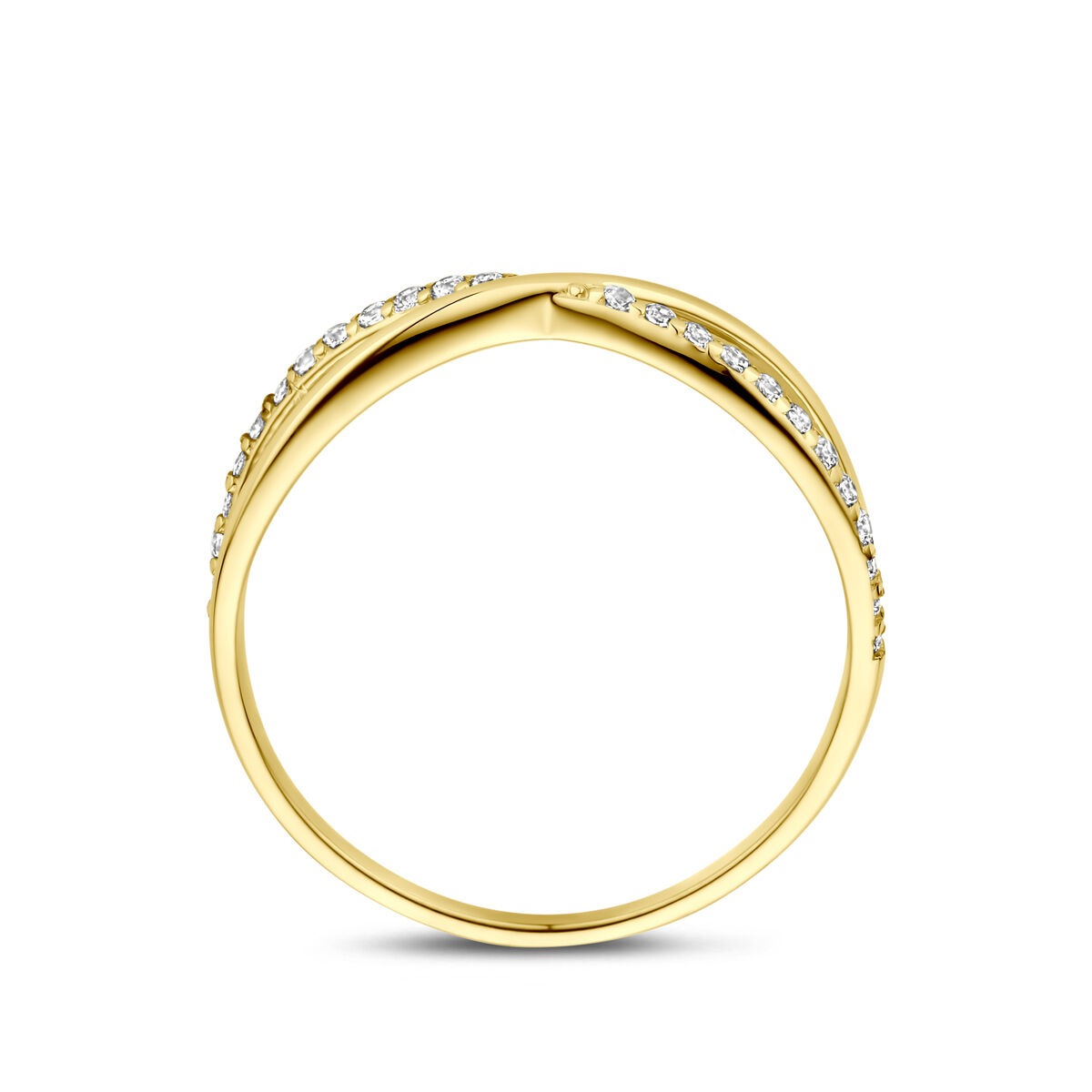 Goldener Damenring mit Zirkonia – 14 Karat Gelbgold