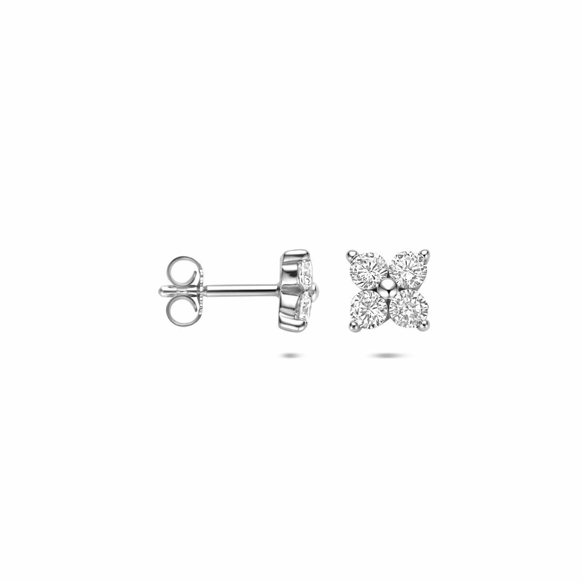 Ohrstecker aus Silber mit Zirkonia – rhodiniertes 925er Silber