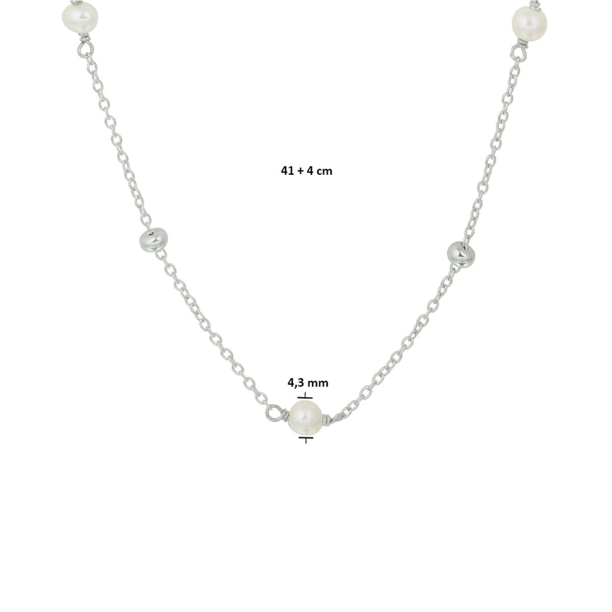 Halskette Perle 41 + 4 cm Silber rhodiniert