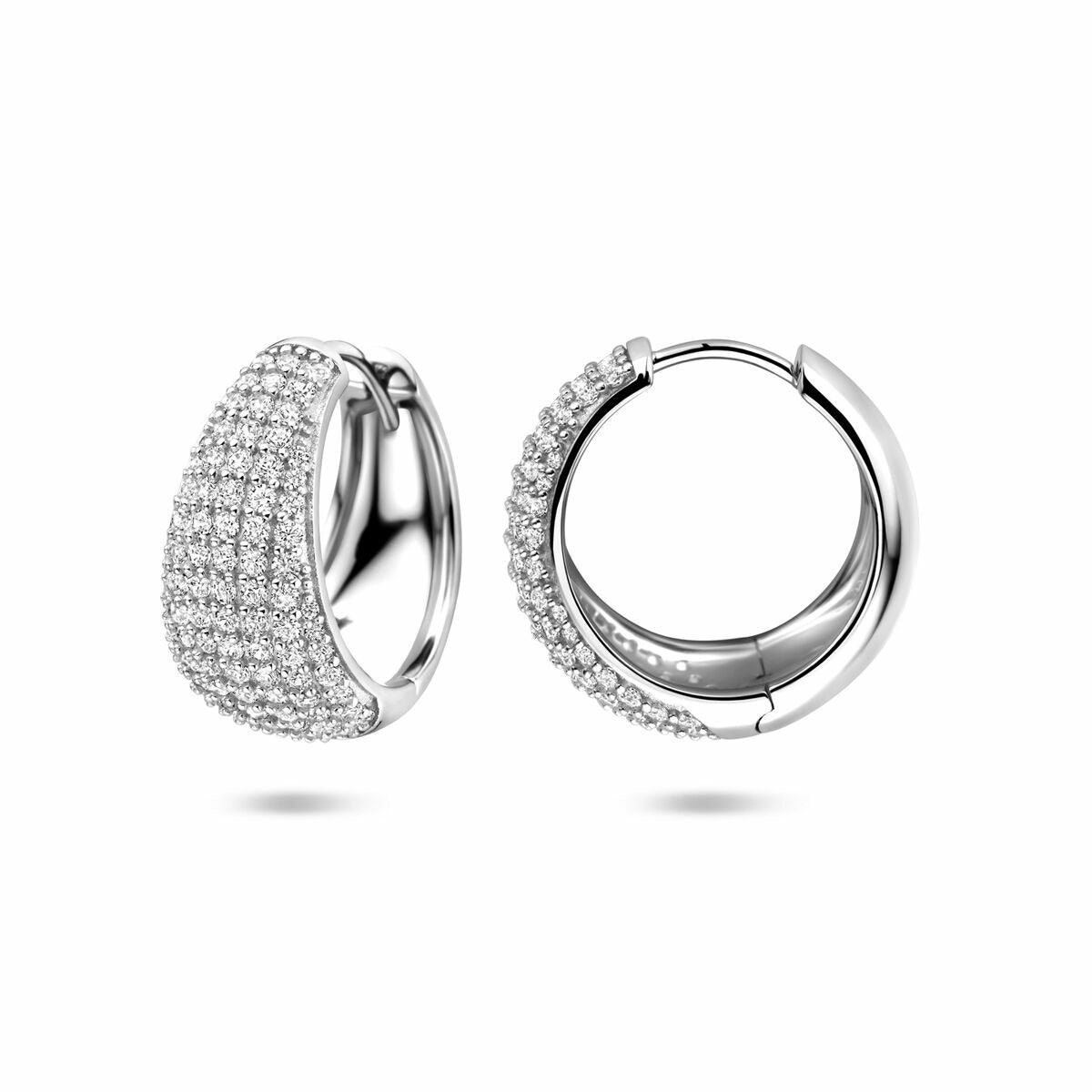Silberne Creolen mit Zirkonia – rhodiniertes 925er Silber 18 mm