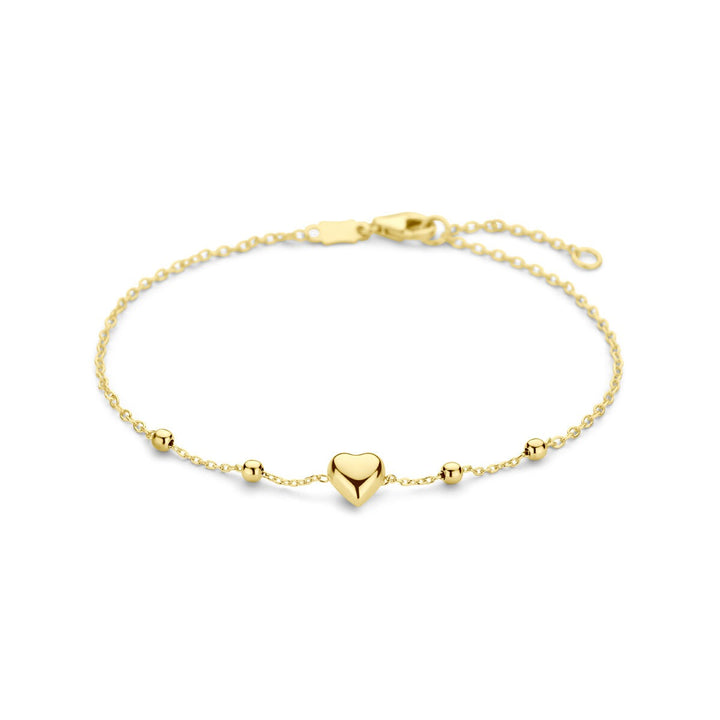 Armband Herz und Kugeln 16 – 18 cm 14K Gelbgold