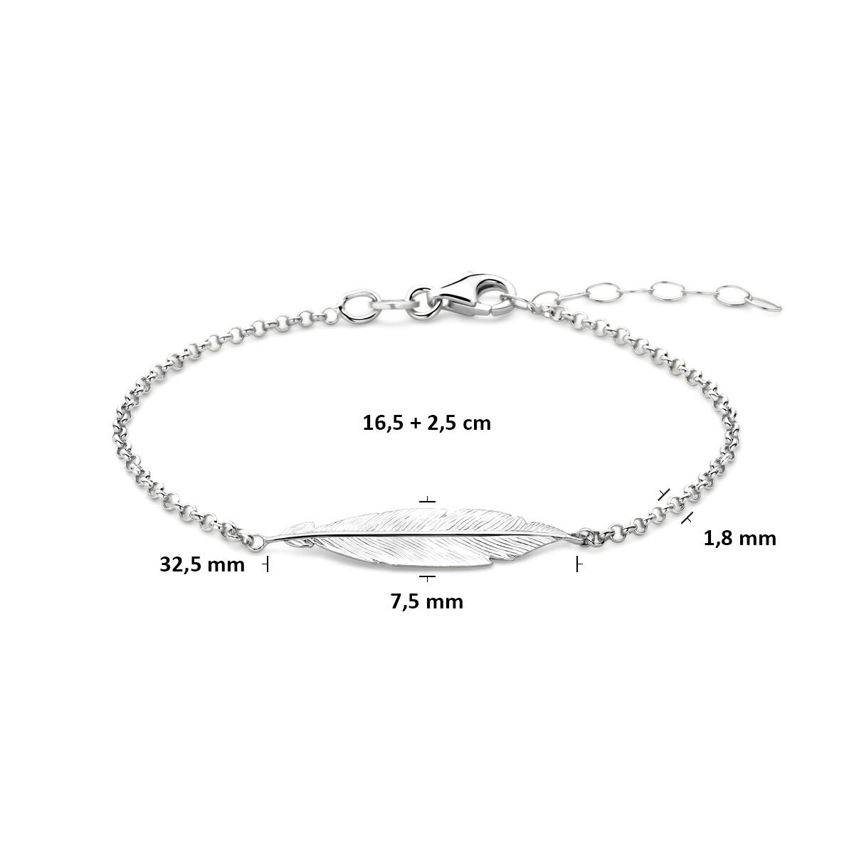 Silberarmband mit Feder – rhodiniertes 925er Silber (Set)
