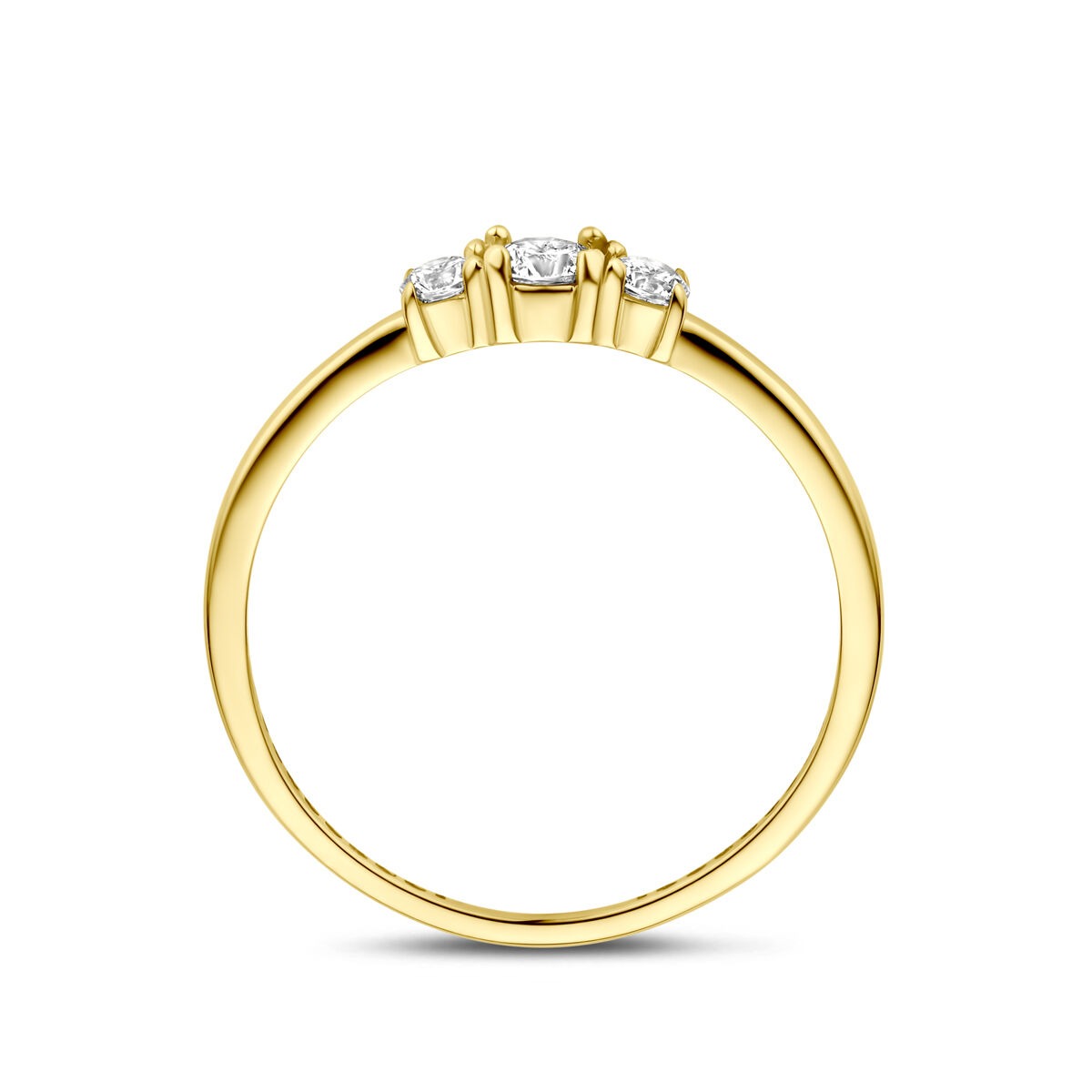 9 Karat Gelbgold Damenring mit Zirkonia – 3,5 mm breit