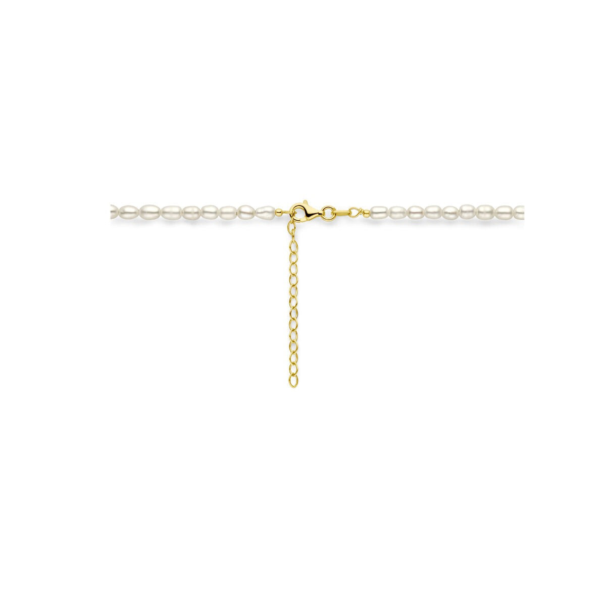 Goldfarbene vergoldete Damen-Halskette aus Silber – Collier mit Süßwasserperlen