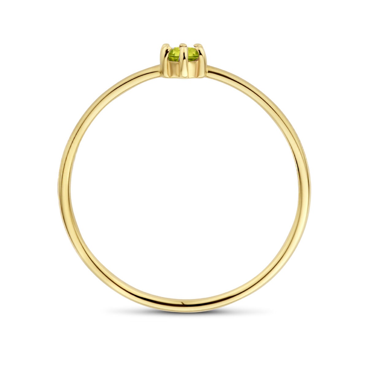 14 Karat Gelbgoldring mit Peridot – Brillant-Schliff