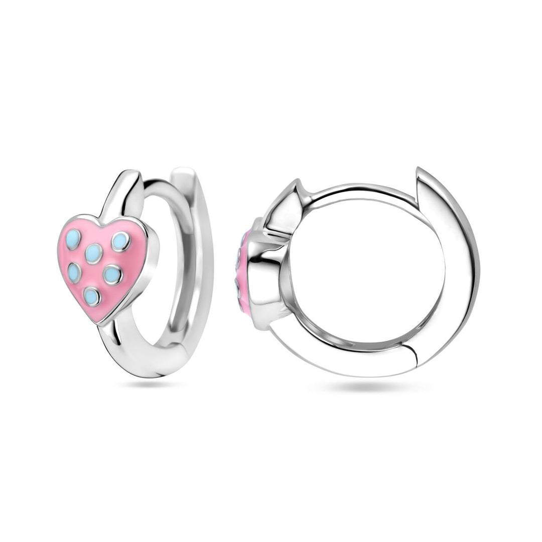 Ohrhänger Herz rosa und türkis Emaille Silber rhodiniert