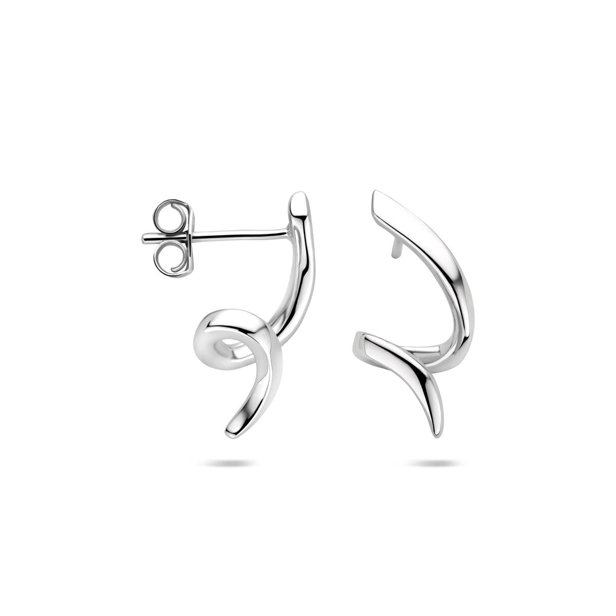 Silberne Ohrstecker, gedreht – rhodiniertes 925er Silber, 18 x 9 mm