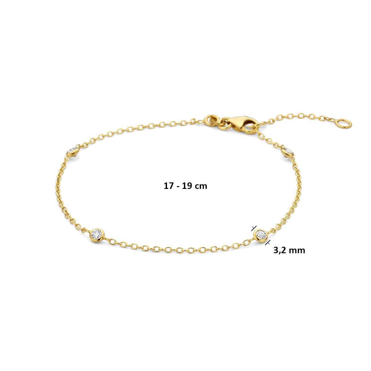 14 Karat Gelbgold Damenarmband mit Zirkonia und Ankerkette