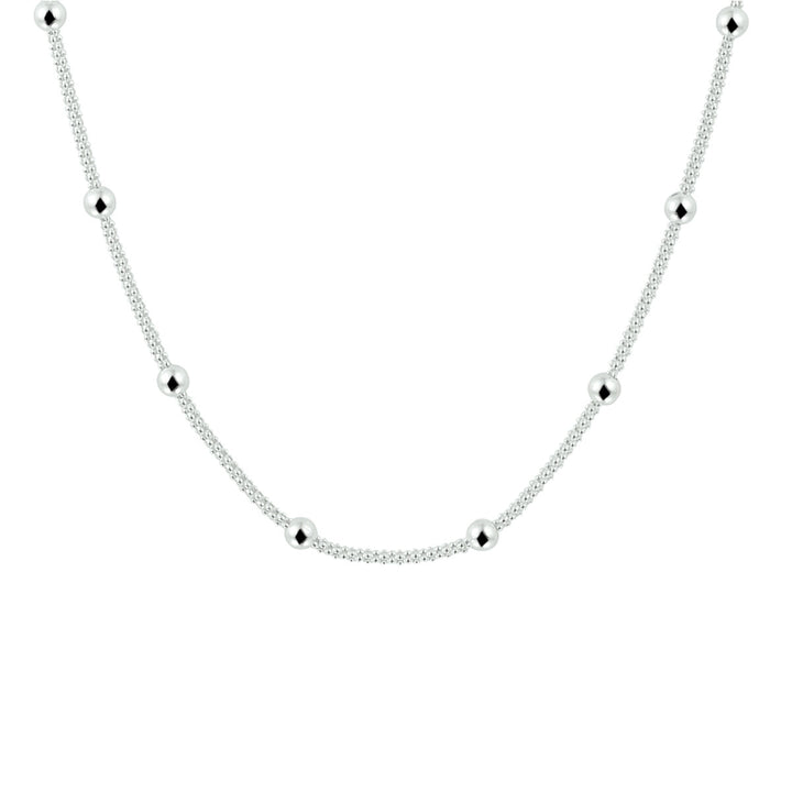 Halskette Kugeln 3,0 mm 42 + 3 cm silberweiß