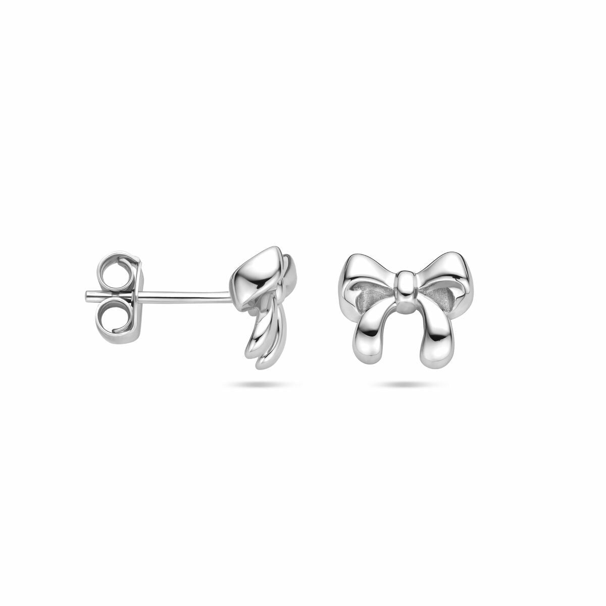 Rhodinierte Ohrstecker aus Silber in Schleifenform 8x9,5mm