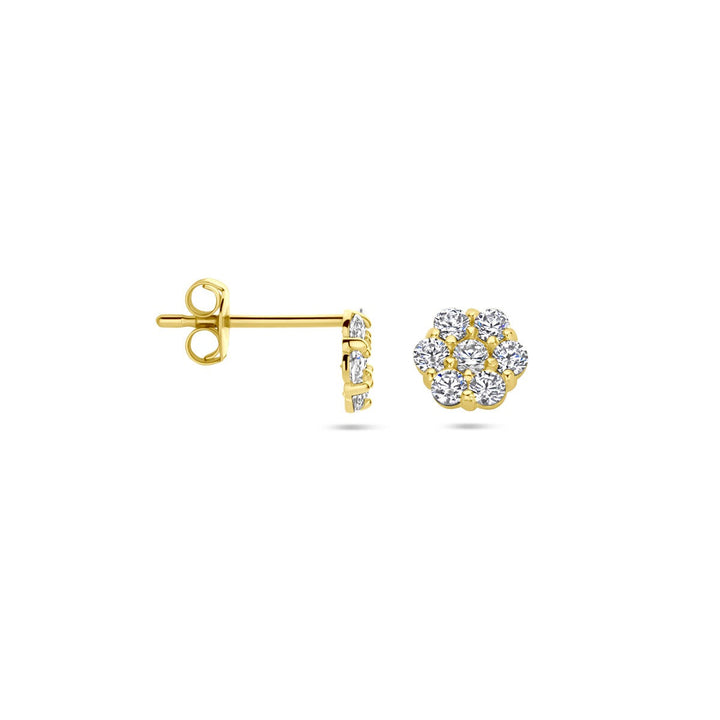 Ohrstecker Blume Zirkonia 14K Gelbgold