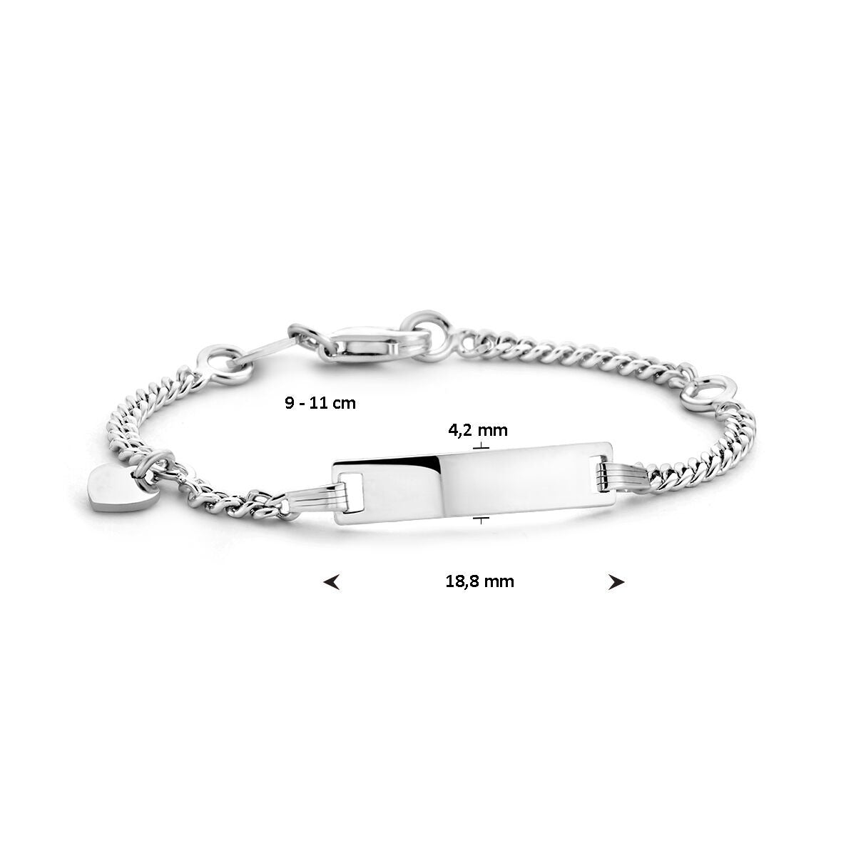 Gravurarmband Herzplättchen 4,2 mm Silber rhodiniert