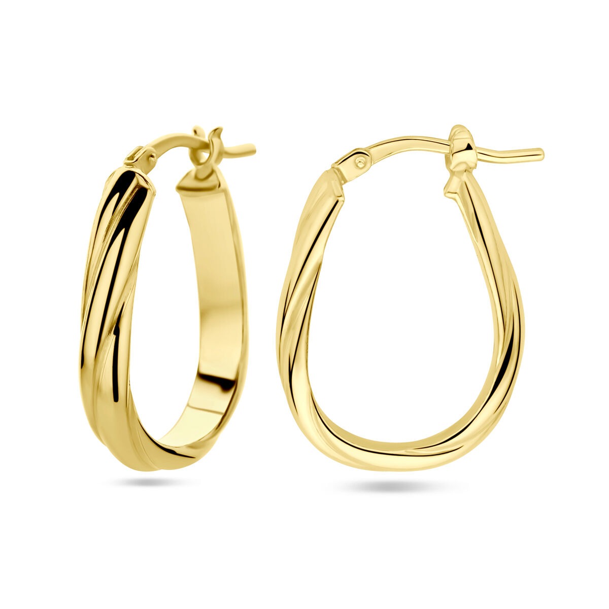 Vergoldete Silberohrringe für Damen – Gelbgold auf 925er Silber, gedrehtes Design 24 mm