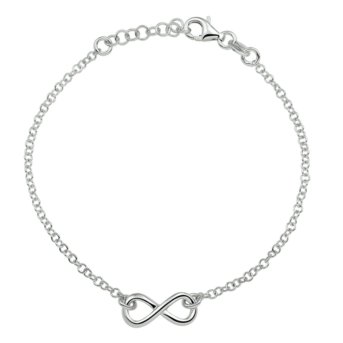 Silberarmband mit Unendlichkeitszeichen – rhodiniertes 925er Silber (Set)