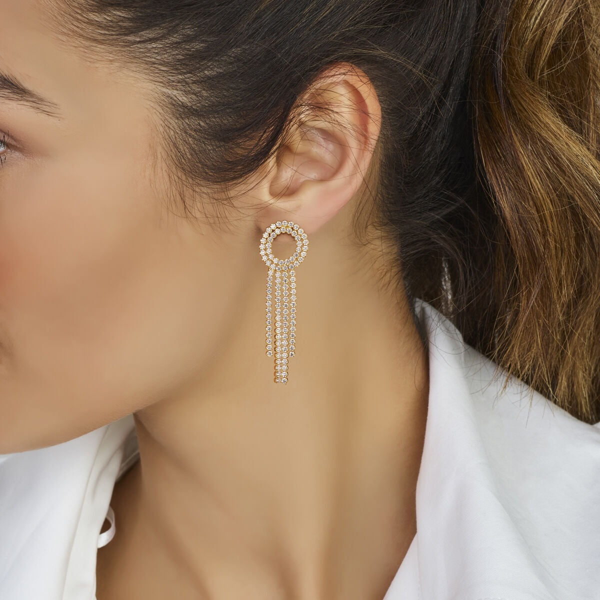 Vergoldete Silberohrringe mit Zirkonia – 62 mm