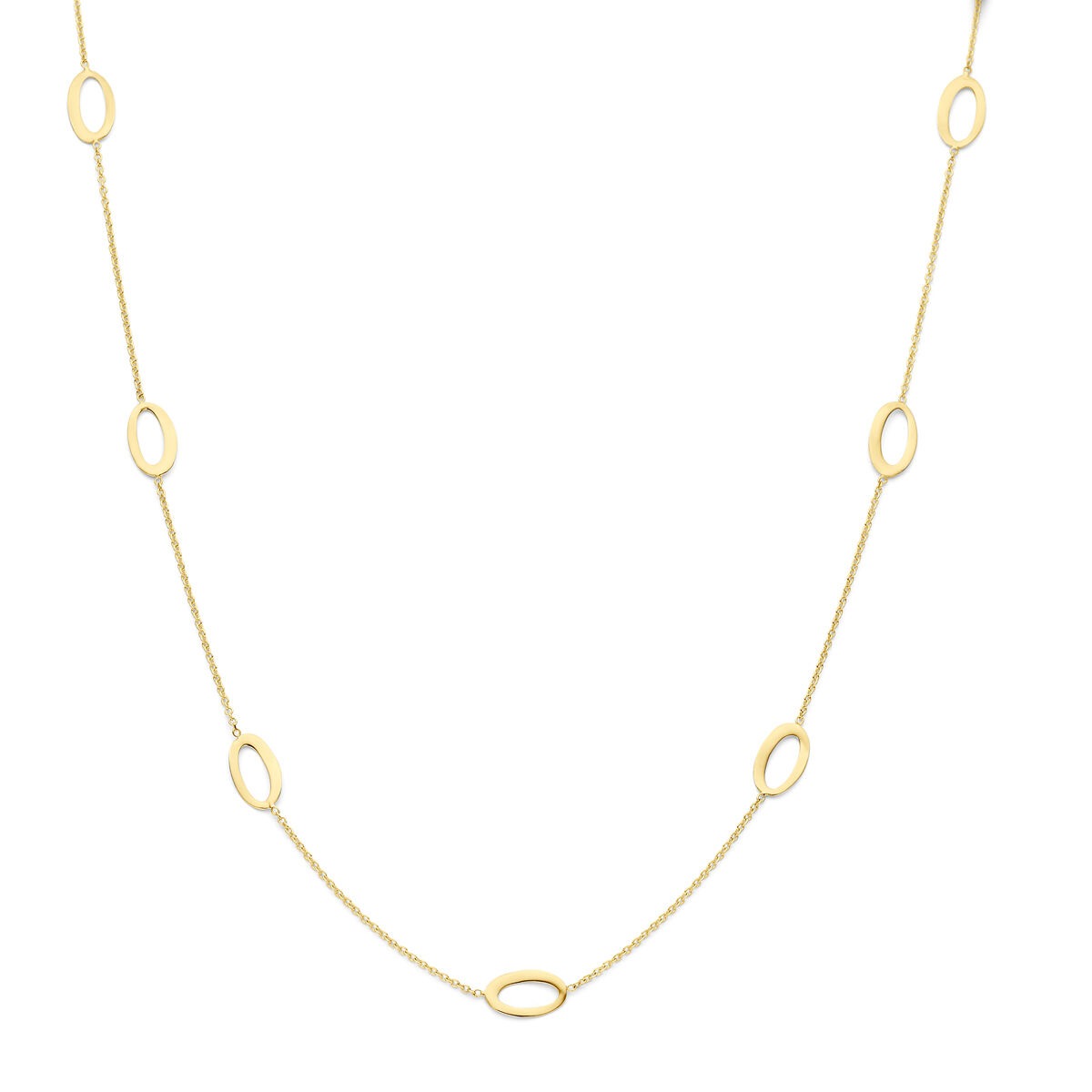 14k Gelbgold Collier mit ovalen Elementen in gleichmäßig angeordneten Abständen