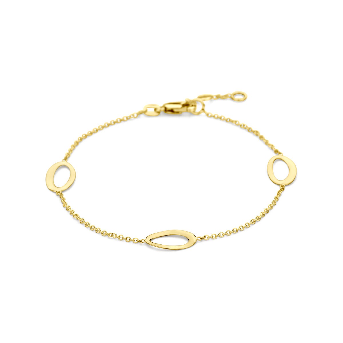 14k Gelbgold-Armband mit ovalen Elementen und feiner Gliederkette