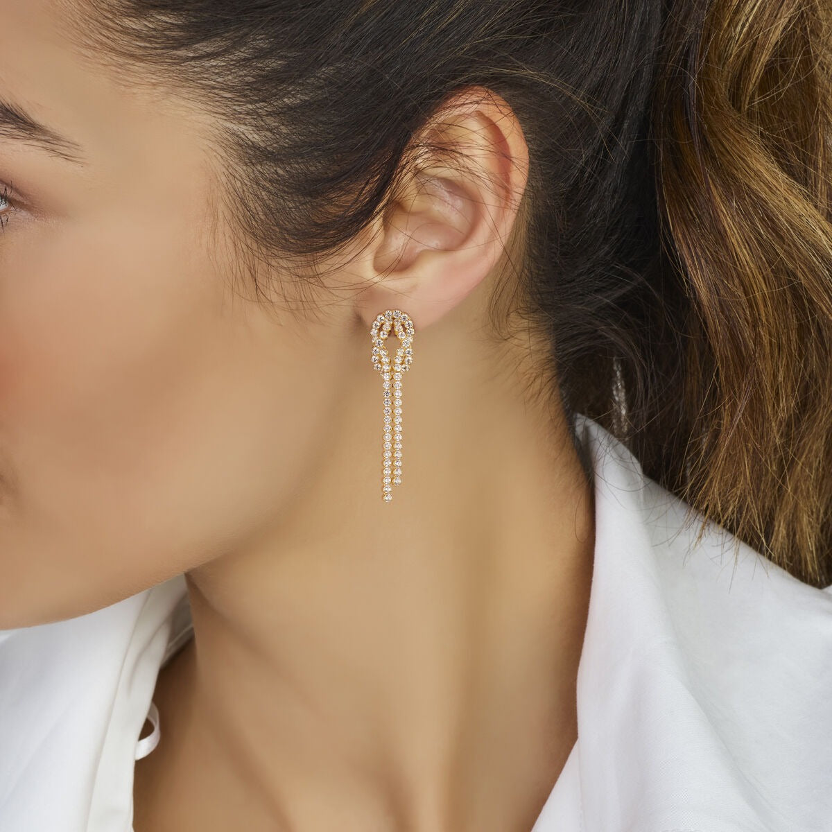 Vergoldete silberne Ohrhänger mit Zirkonia – 53 mm
