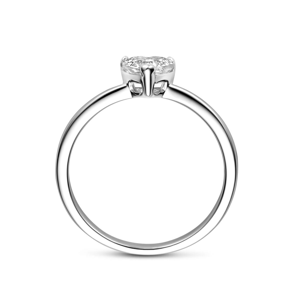 Silberring mit herzförmigem Zirkonia – rhodiniertes Damen-Design