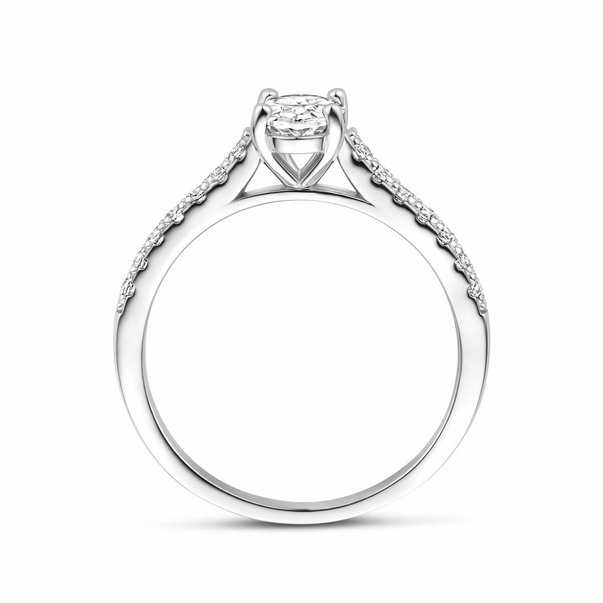Damenring aus Silber mit ovalem Zirkonia – rhodiniertes 925er Silber