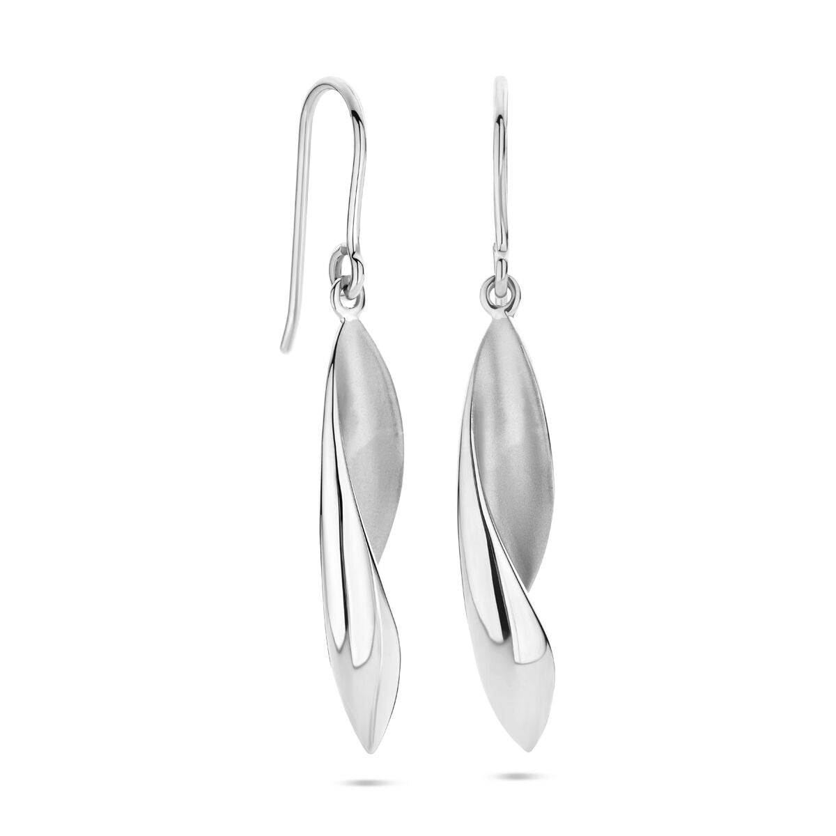 Silberne Ohrhänger mit Brisur – rhodiniertes 925er Silber, poliert/matt, 45 mm