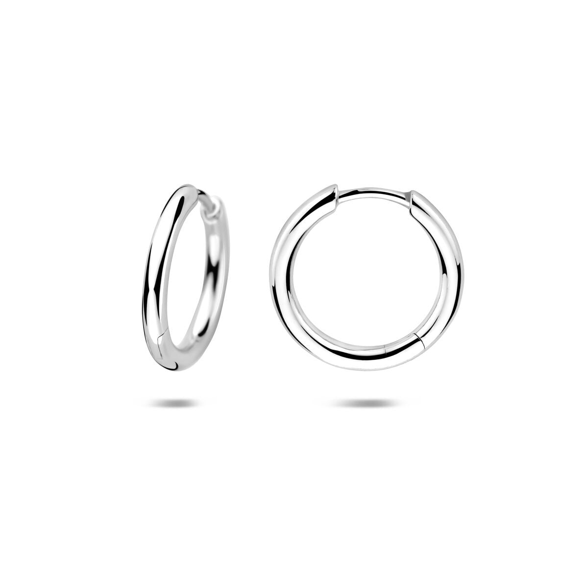Rhodiniertes silbernes Klappcreolen für Damen – Rohrstärke 2 mm