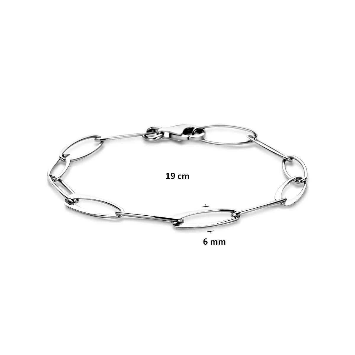 Damenarmband aus Silber – rhodiniert, Ankerkette 6 mm 19 cm