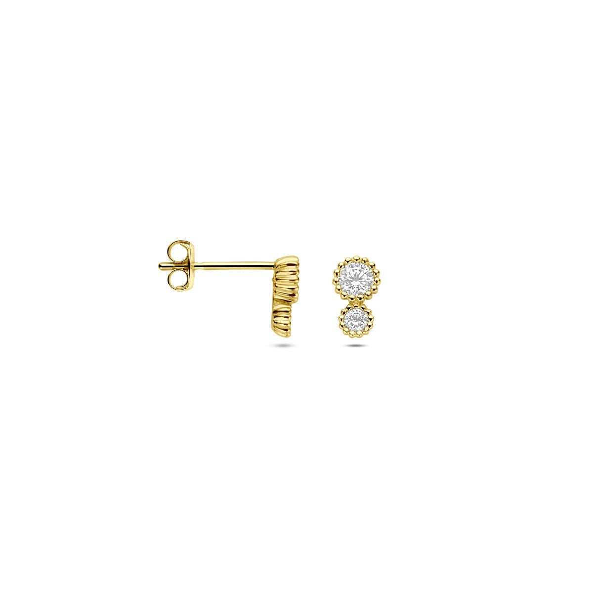 14k Gelbgold Damen-Ohrstecker mit Zirkonia in Zargenfassung