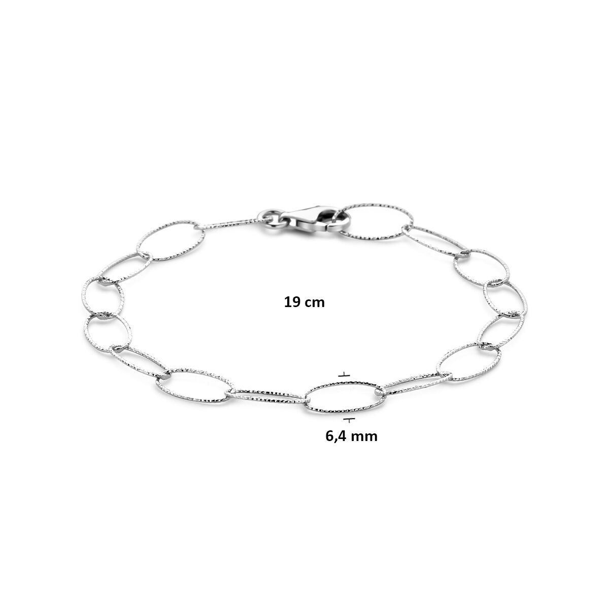 Damen-Armband Silber – Rhodiniert Ankerkette 6,4 mm 19 cm