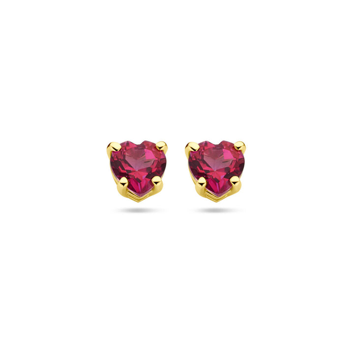 Ohrstecker Herz rosa Topas 14K Gelbgold