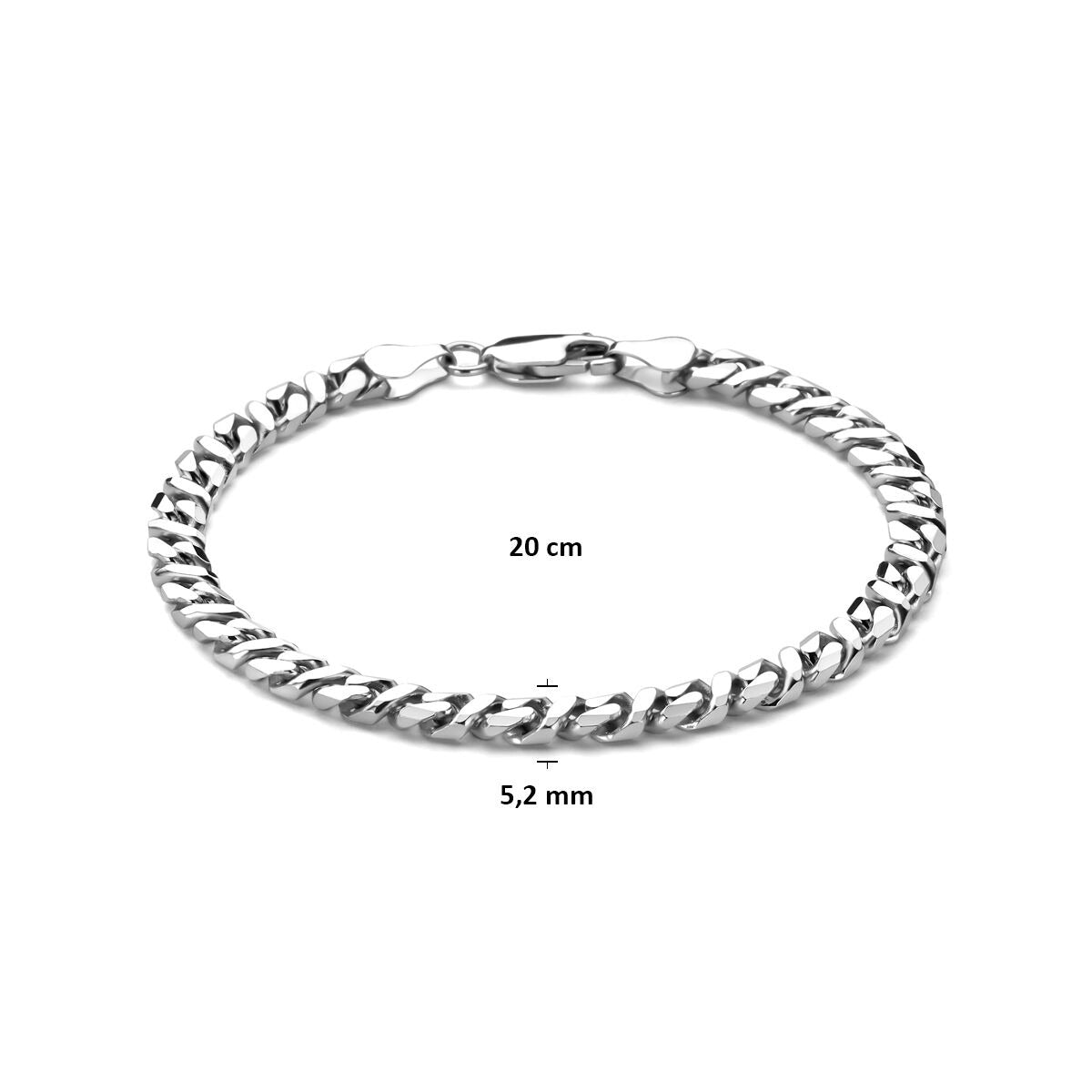Silbernes Herrenarmband – Rhodiniertes Gourmet-Armband 5,2 mm