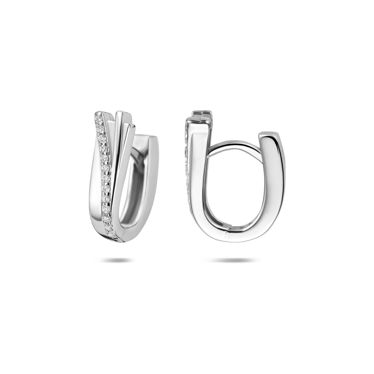 Rhodinierte Klappcreolen aus 925er Silber mit Zirkonia