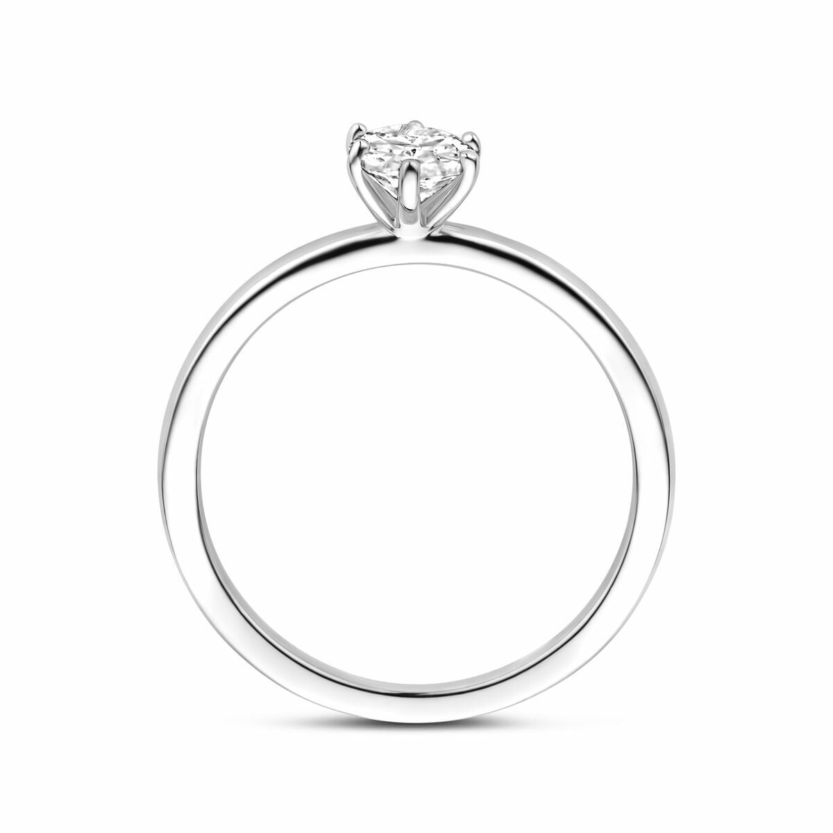 Damenring aus Silber mit ovalem Zirkonia – rhodiniertes 925er Silber