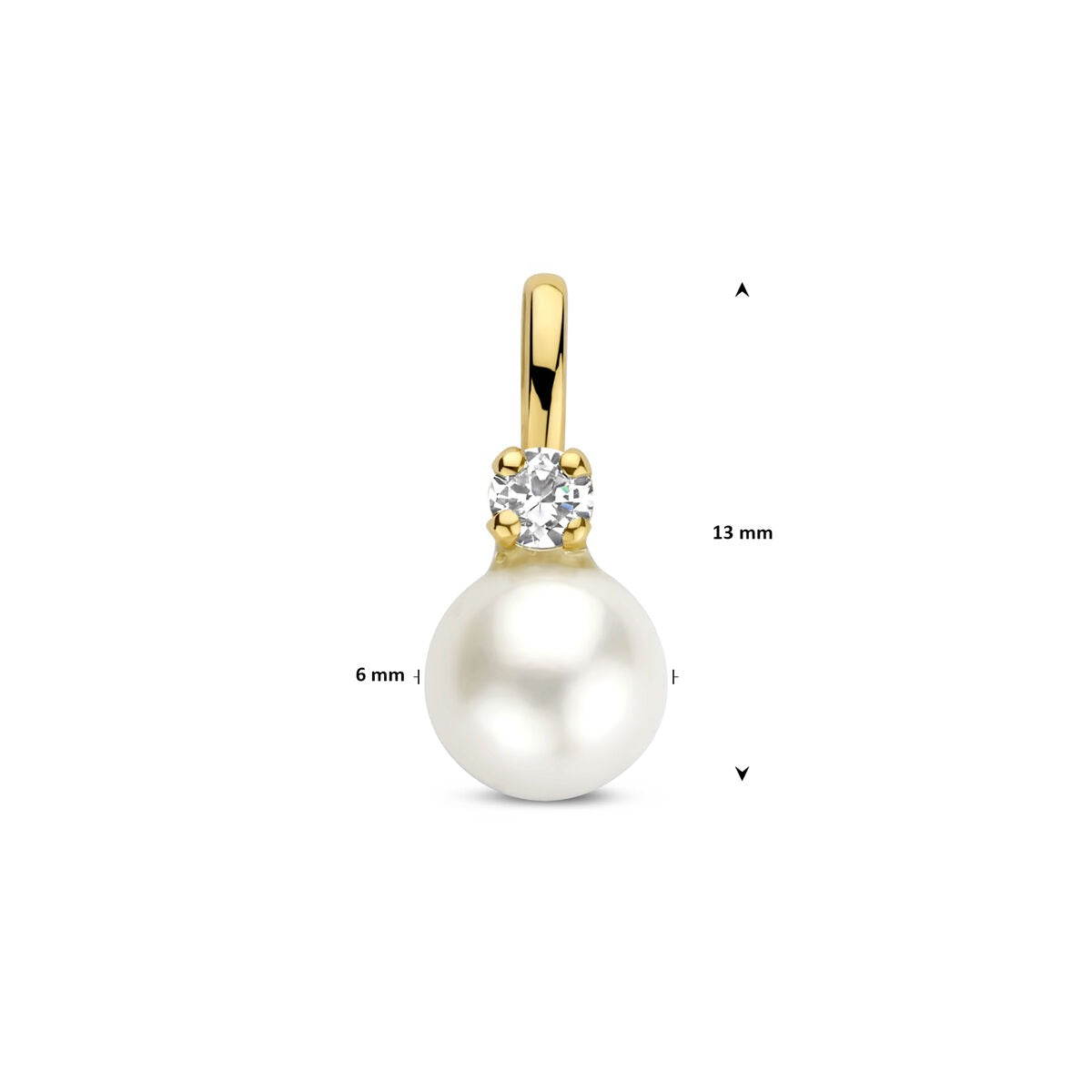 9 Karat Gelbgold-Anhänger mit Süßwasserperle und Zirkonia 13 mm