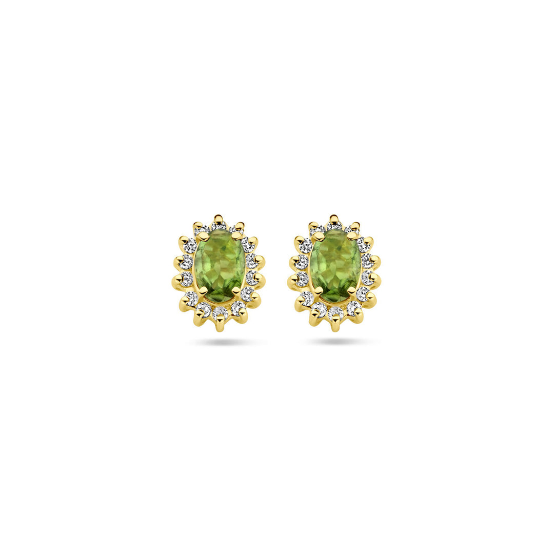 Ohrstecker Turmalin und Diamant 0,22 ct (2x 0,11 ct) h si 14K Gelbgold