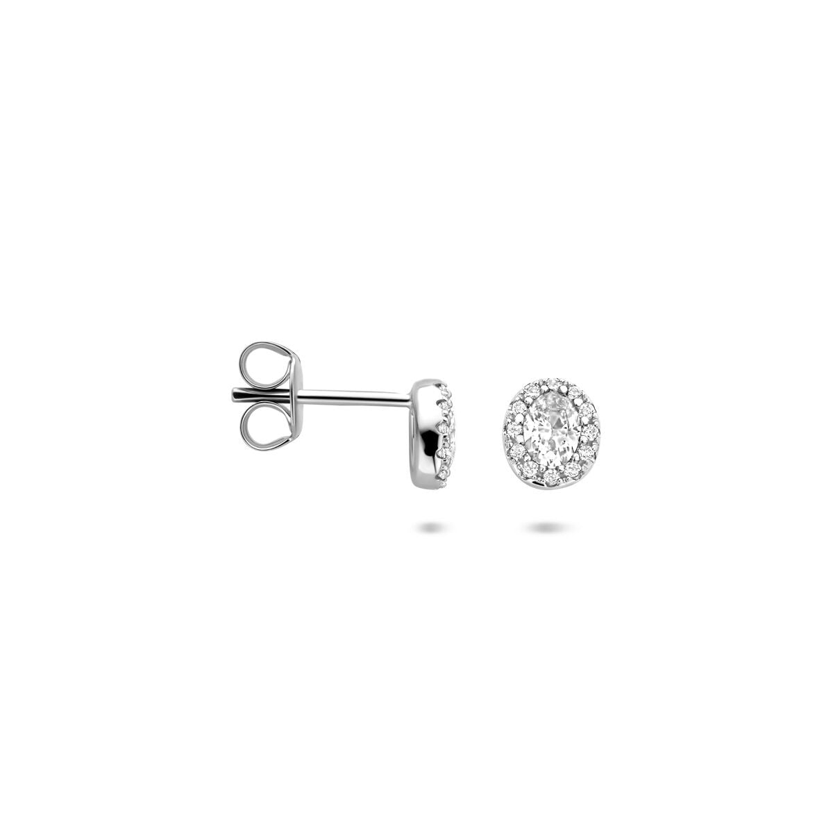Rhodinierte 925er Silberohrstecker mit Zirkonia