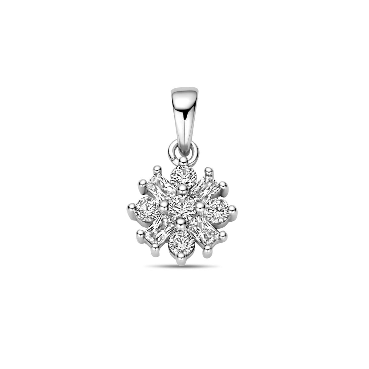 Hänger aus rhodiniertem 925 Silber mit Zirkonia in Form einer Schneeflocke