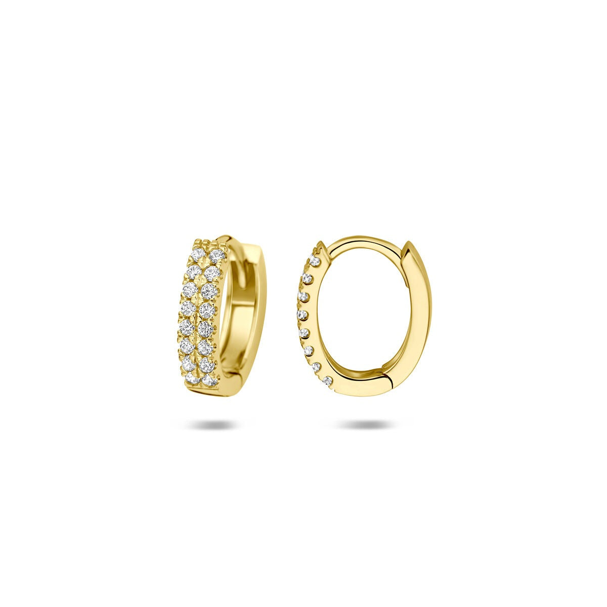 14K Gelbgold Klappcreolen mit Zirkonia