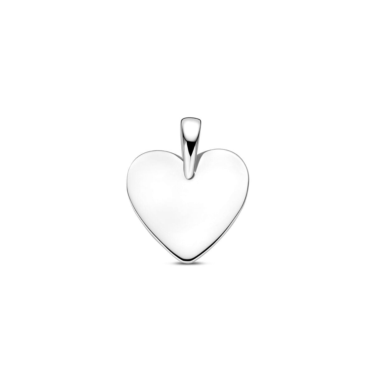 Herzförmiger gravierbarer Anhänger aus rhodiniertem Silber, 18 mm groß