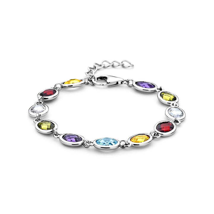 Armband farbiger Zirkonia 16 + 3 cm Silber rhodiniert