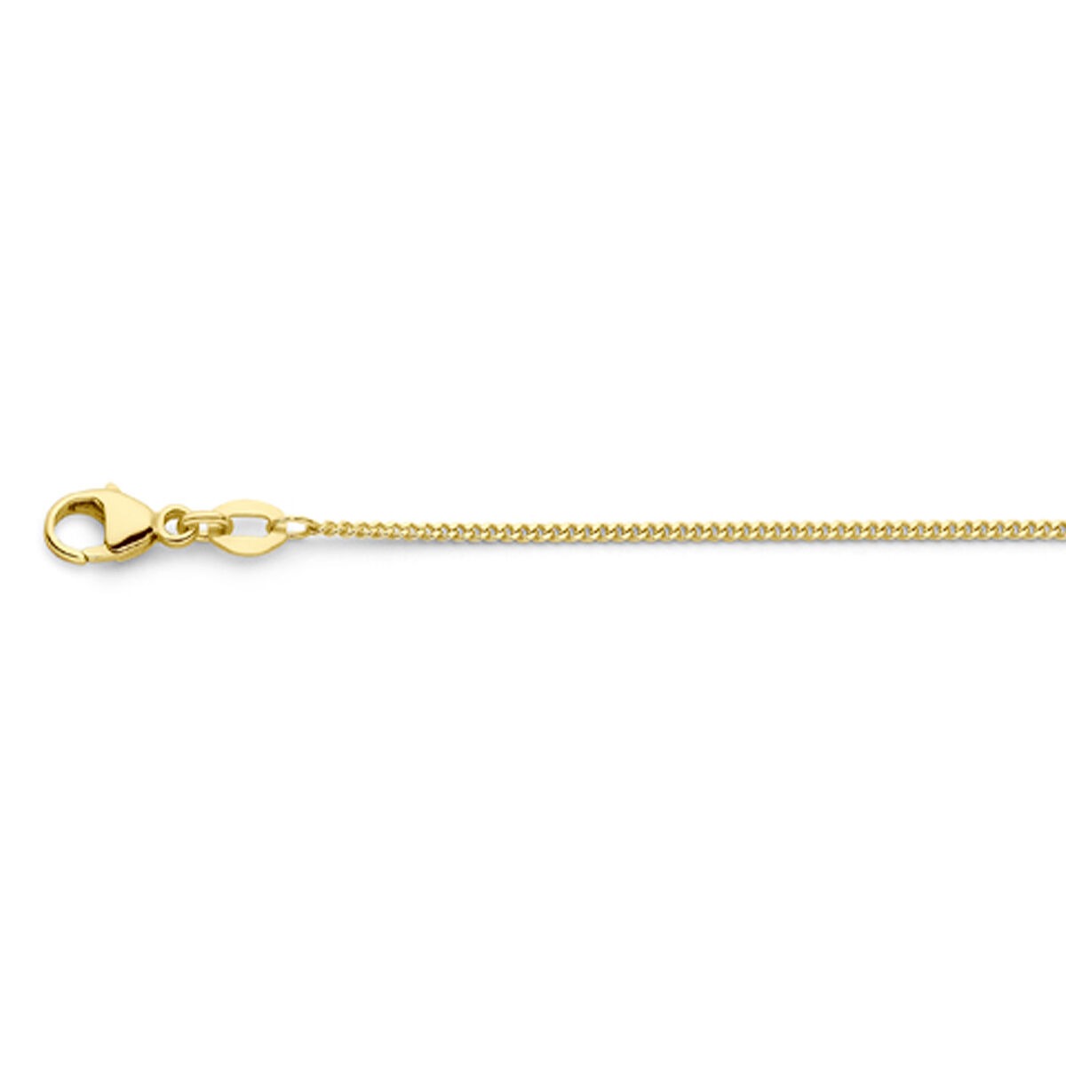 18k goldene Damenkette mit Gourmette-Design und Karabinerverschluss, 45 cm lang
