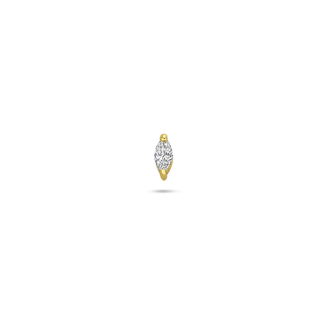 Verguld 925 zilveren flat back piercing met zirkonia